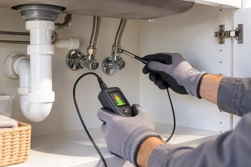 Illustrative plumbing leak detection inspection