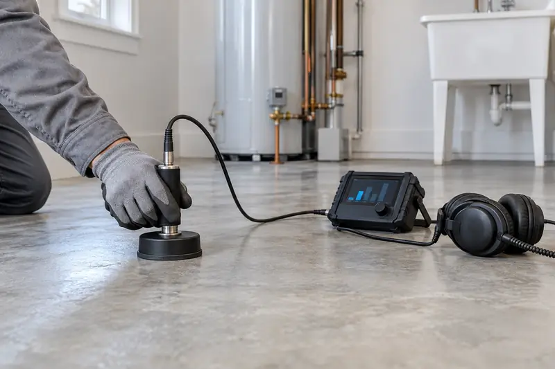 Illustrative slab leak detection inspection